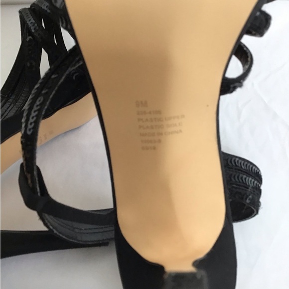 I. MILLER WOMEN ELEGANT BLACK SEQUIN TRIPLE STRAP OPEN TOE SLINGBACK HEELS SZ 9M - Picture 8 of 8